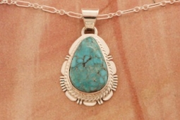 Genuine Turquoise Mountain Mine Sterling Silver Pendant